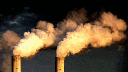 Clothing factory emitting smoke and pollution into the air